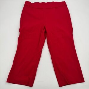 Briggs Red Cropped Wide Leg Pull On Career Casual‎ Pants Size 14